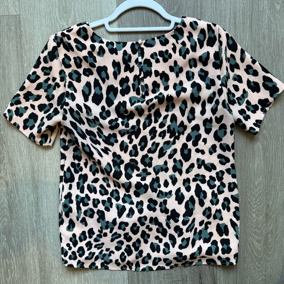 1. State Pink and Black Leopard Peplum Short Sleeve Blouse Women’s XS Office - Picture 2 of 8